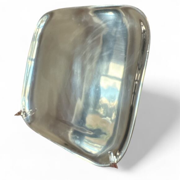 Vintage Nambe 555 Alloy 11 Inch Square Silver Metal Tray Mid Century Modern - Picture 2 of 5